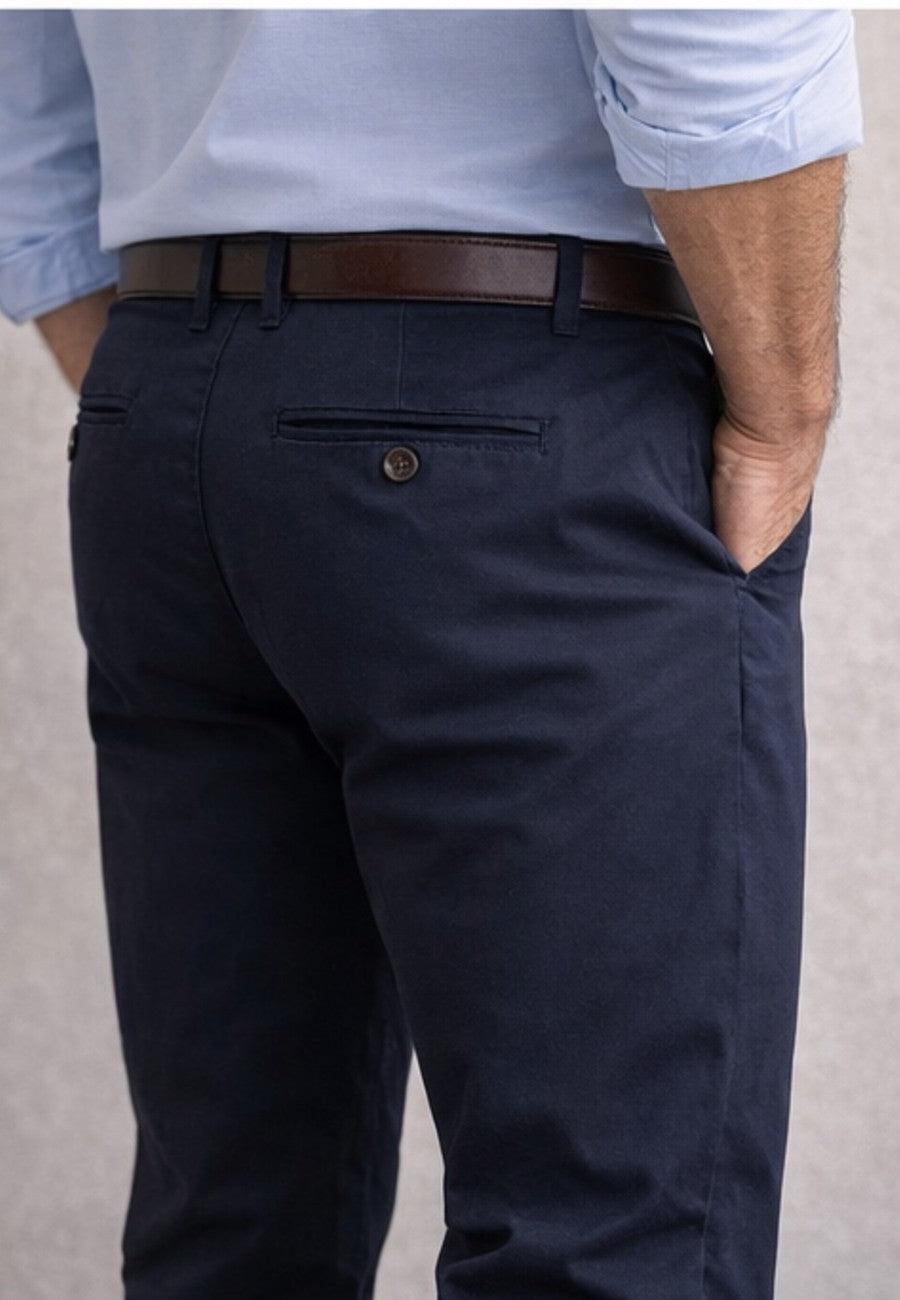 Pantalones chinos de verano azul marino Sport 322 (Tiro alto)