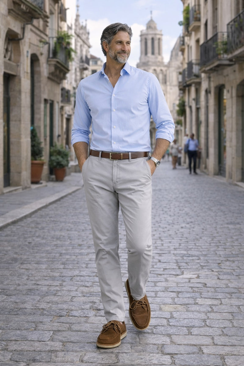 Pantalones chinos de verano Gris Sport 322 (Tiro alto)