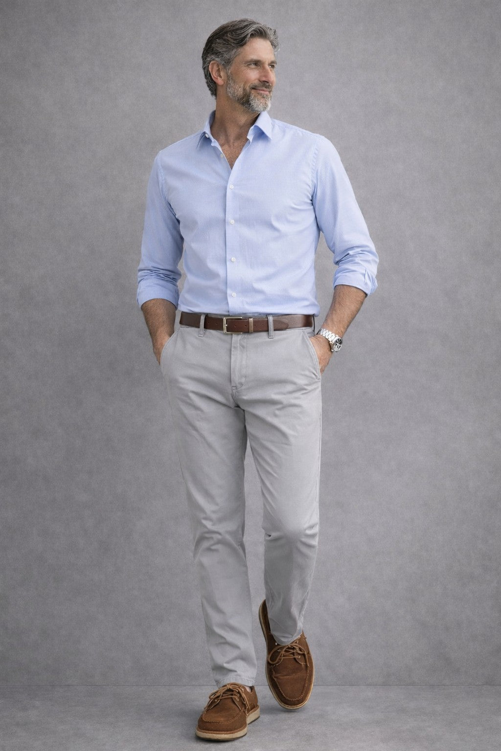 Pantalones chinos de verano Gris Sport 322 (Tiro alto)