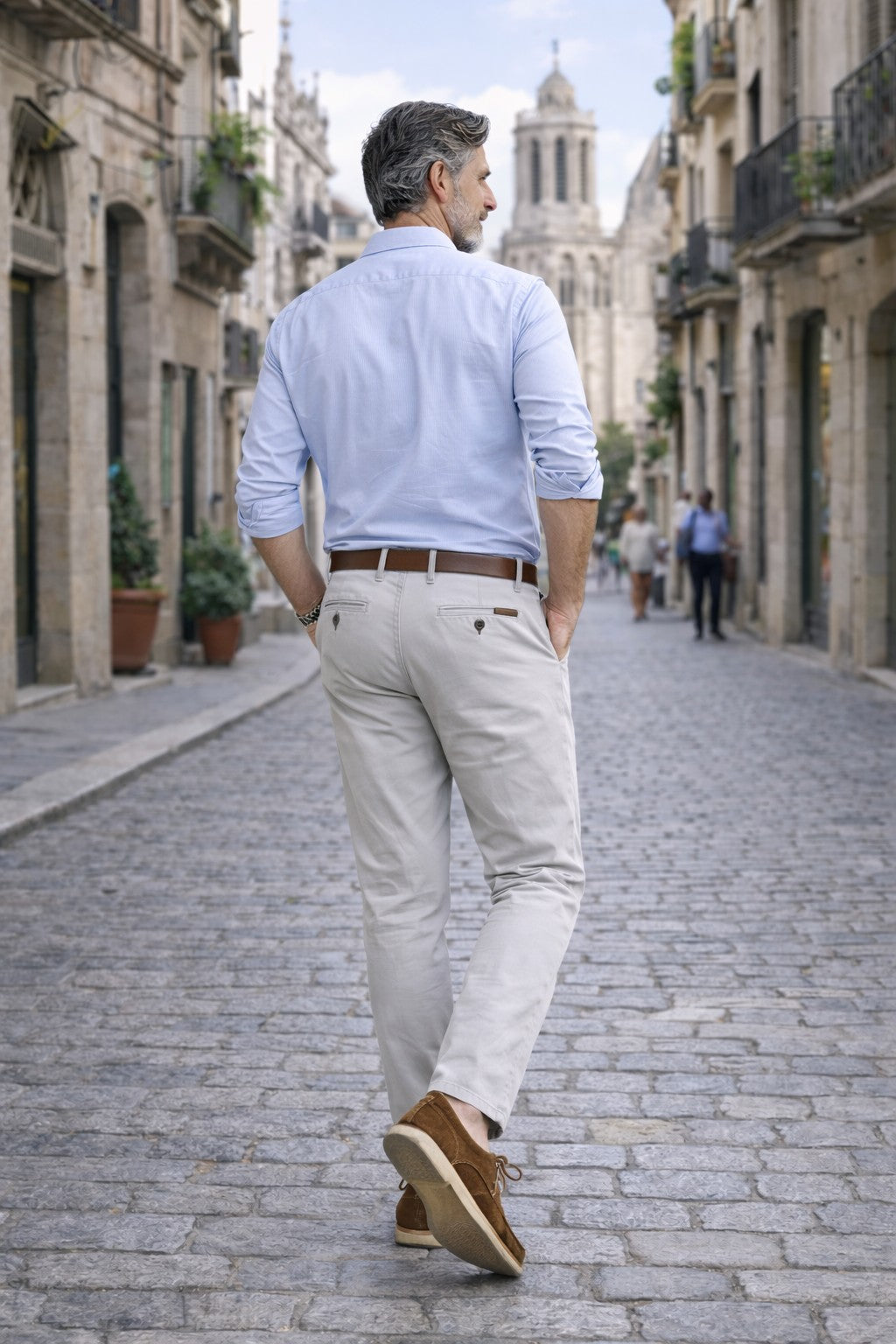 Pantalones chinos de verano Gris Sport 322 (Tiro alto)