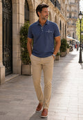 Pantalones casuales chinos de nylon elastico, finos de verano color tostado