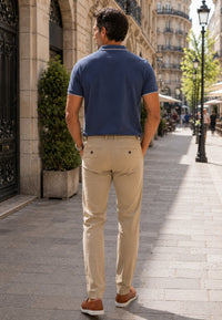 Pantalones casuales chinos de nylon elastico, finos de verano color tostado