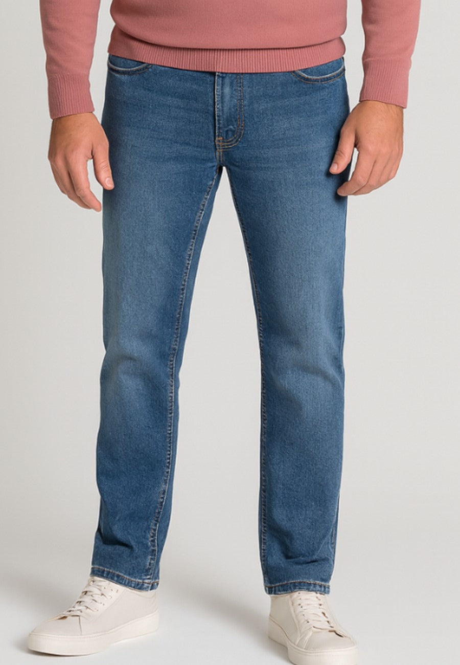 Pantalón tejano de tiro alto con efecto desgastado T'estimu 117