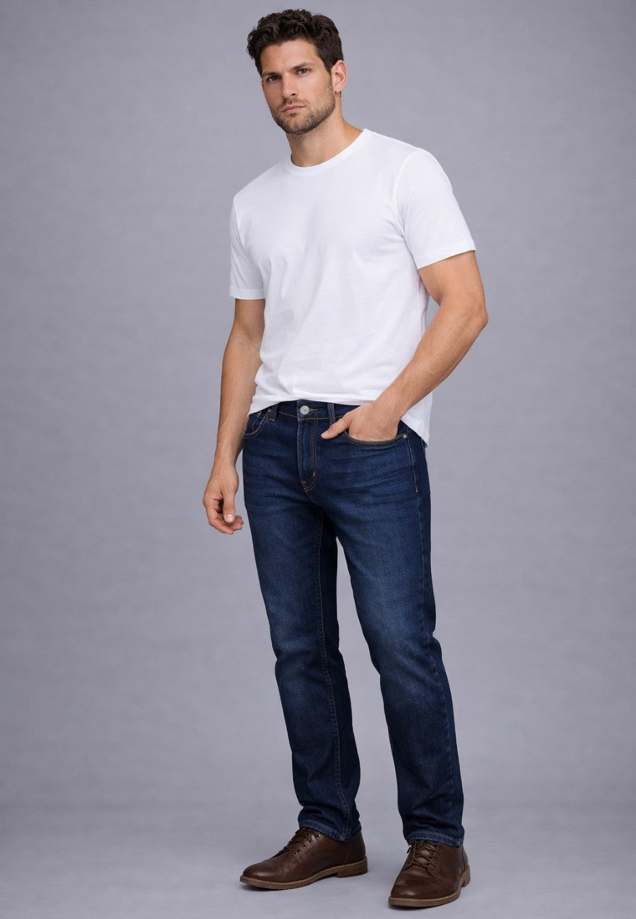 Pantalón tejano de tiro alto con efecto desgastado T'estimu 117  - Azul oscuro