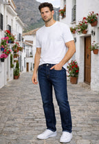 Pantalón tejano de tiro alto con efecto desgastado T'estimu 117  - Azul oscuro