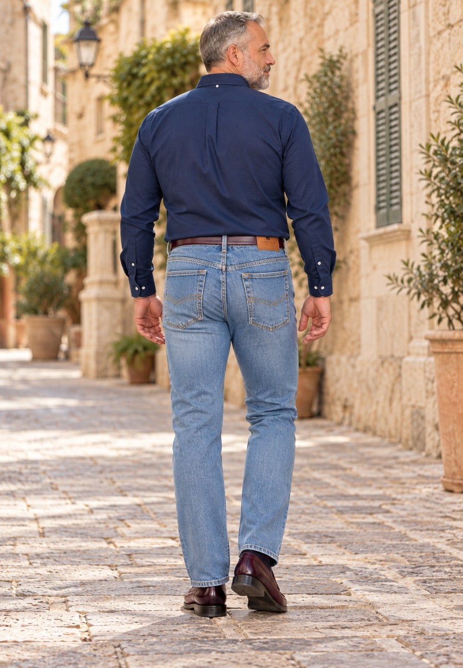 Tejano Elastico Azul oscuro de T'estimu Moda en testimu.com