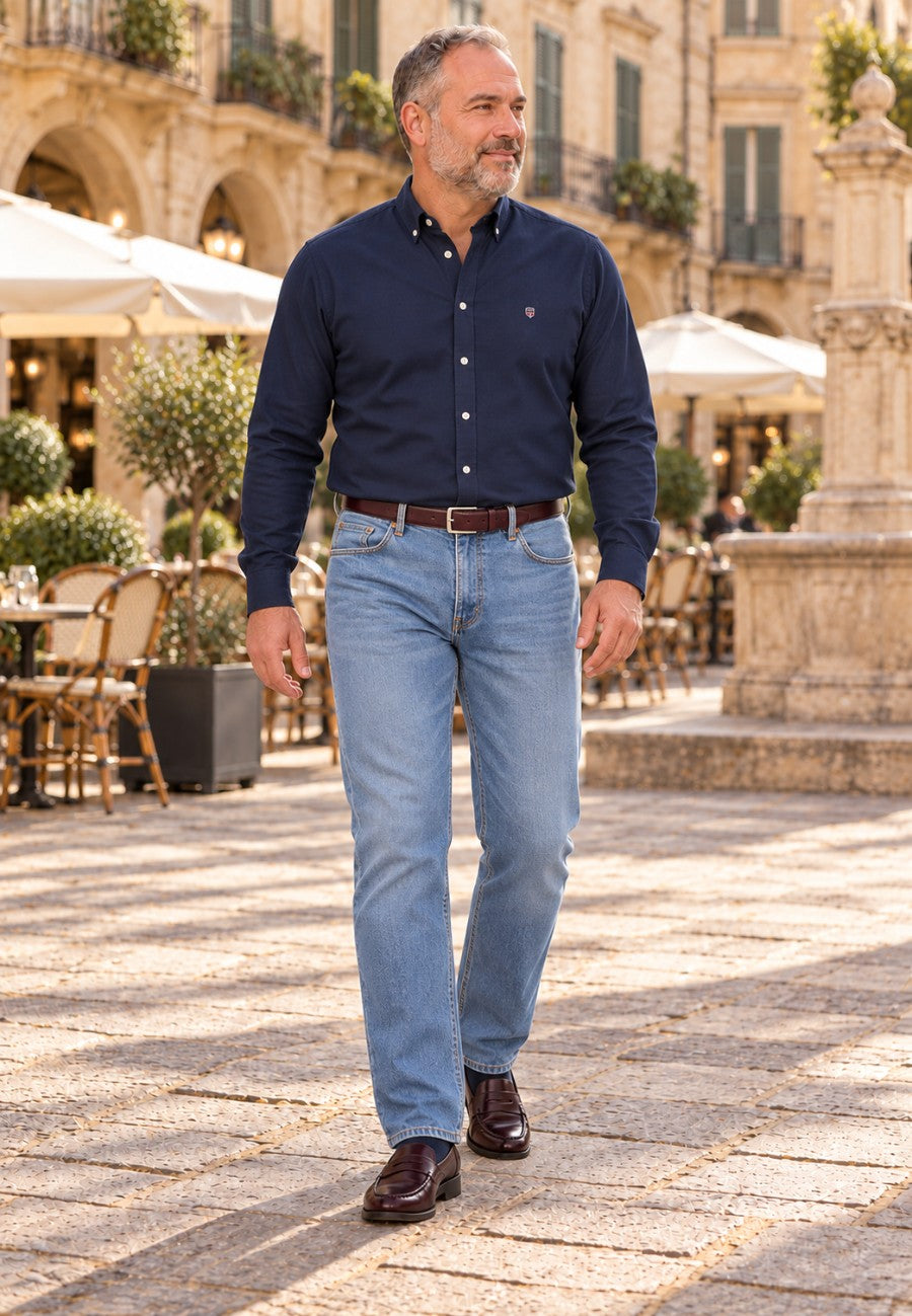 Tejano Elastico Azul oscuro de T'estimu Moda en testimu.com