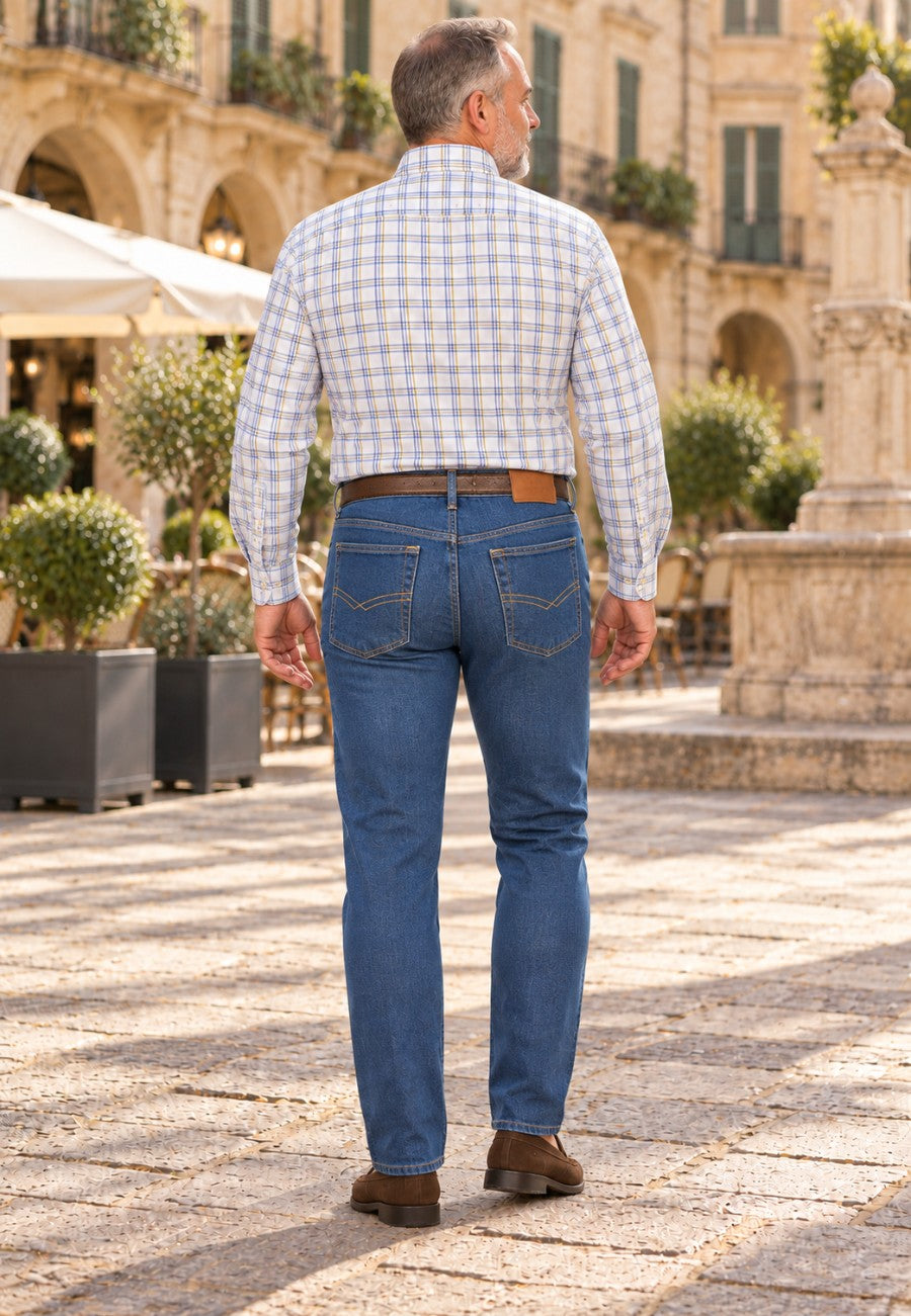 Tejano Elastico Azul oscuro de T'estimu Moda en testimu.com