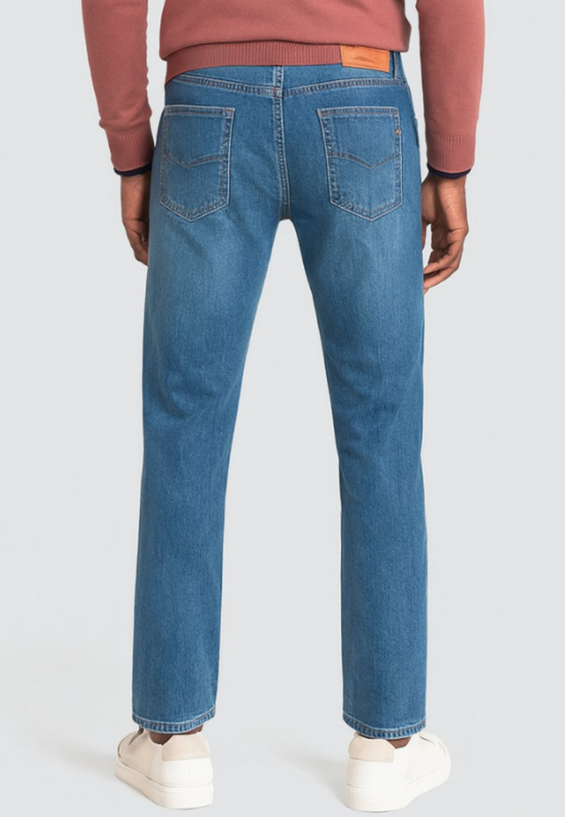 Pantalón tejano de tiro alto con efecto desgastado T'estimu 117