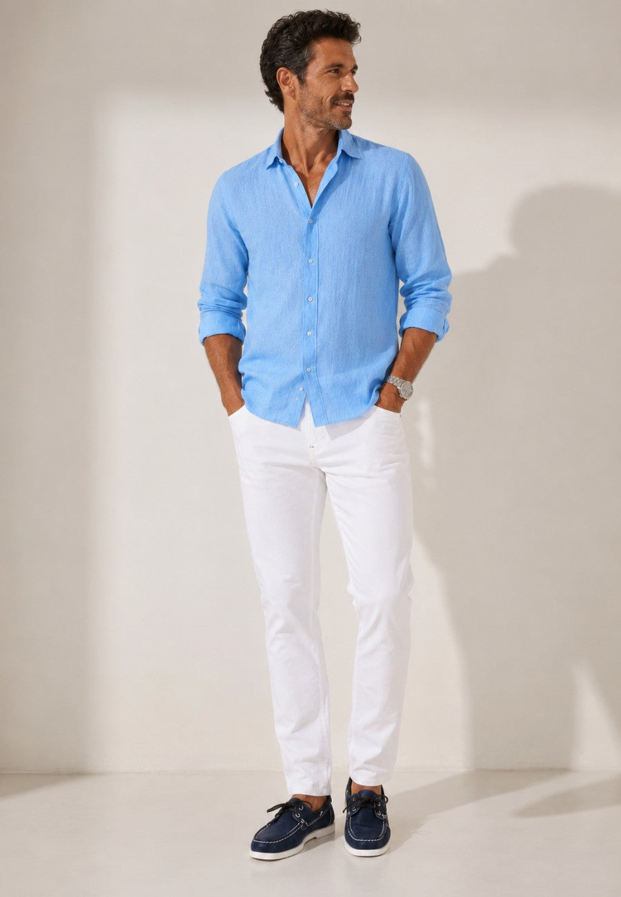 Pantalones tejanos finos de verano porto color blanco