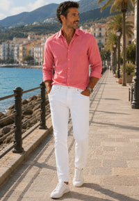 Pantalones tejanos finos de verano porto color blanco