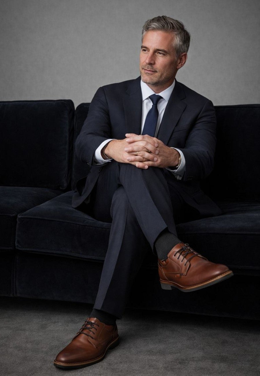 Zapato de hombre con cordones en piel color marrón