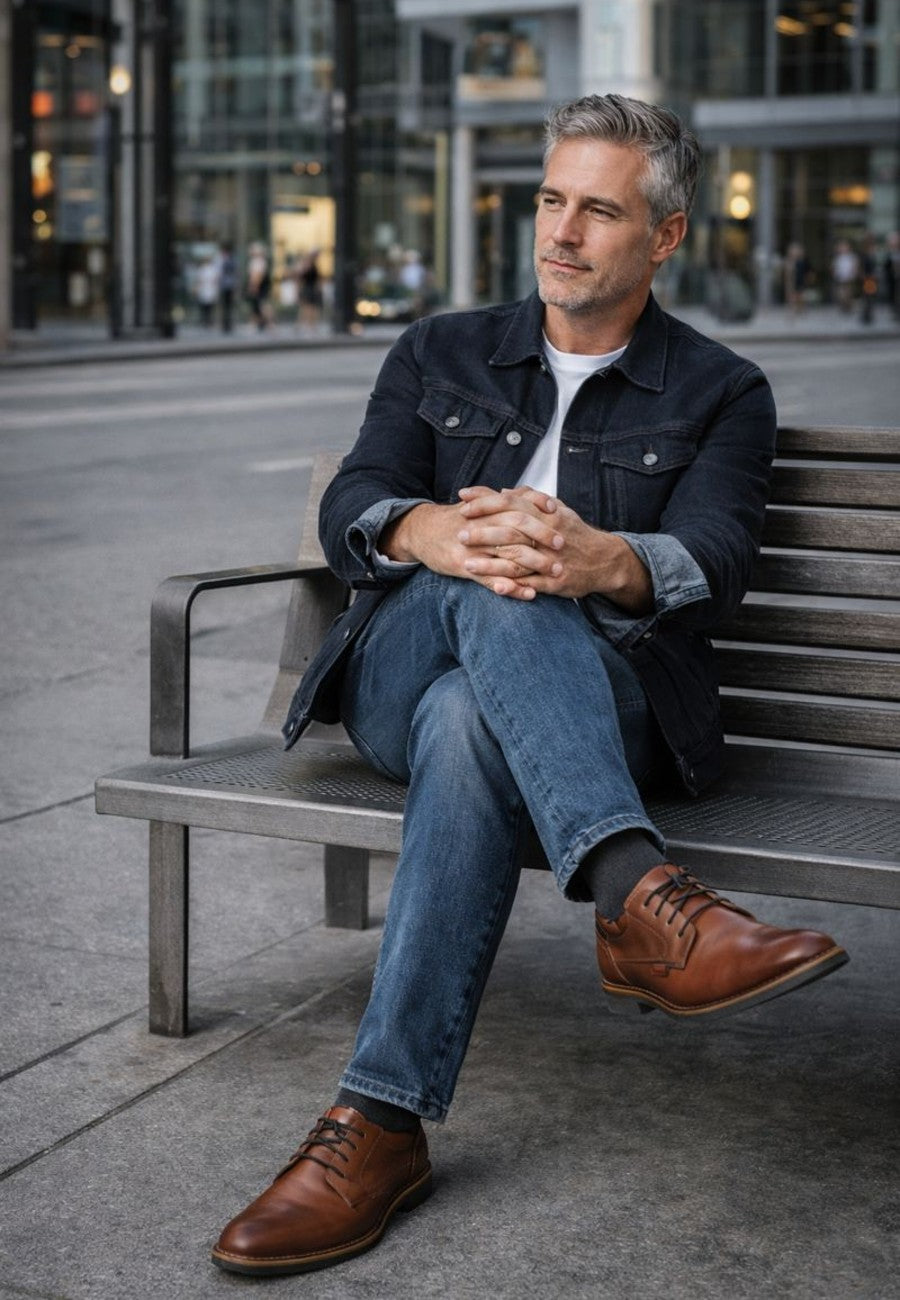 Zapato de hombre con cordones en piel color marrón