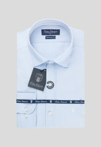 Camisa de hombre en azul celeste con puntitos blancos en testimu.com de T'estimu Moda