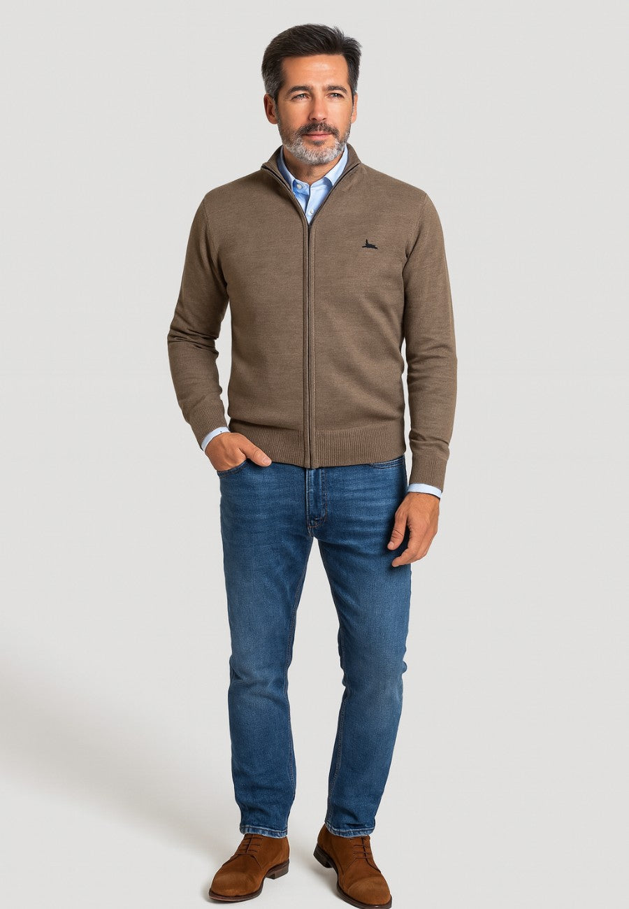 Cárdigan de punto con cremallera y cuello de cisne (7 colores)