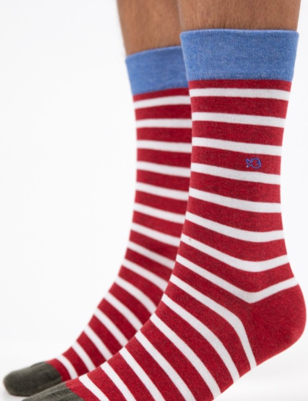 Calcetines de algodón OEKO-TEX, Rojo y Rayas blancas