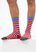 Calcetines de algodón OEKO-TEX, Rojo y Rayas blancas