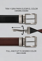Cinturón reversible de vestir para hombre en negro y marrón