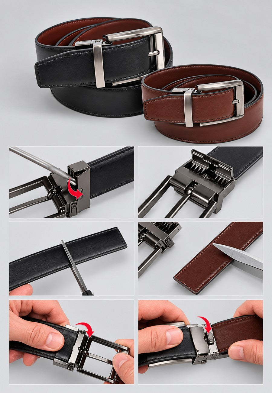 Cinturón reversible de vestir para hombre en negro y marrón