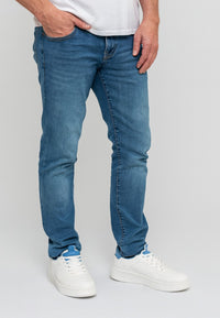 Zapatillas casuales de piel vegana blanca y azul para hombre - SAGUNTO