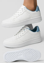 Zapatillas casuales de piel vegana blanca y azul para hombre - SAGUNTO