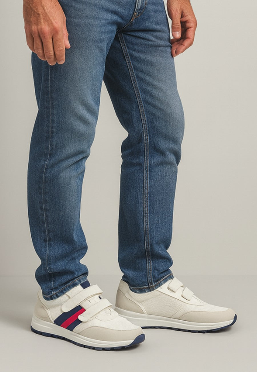 Zapatillas casuales de cierre con velcro Blancas para hombre - ALDAIA