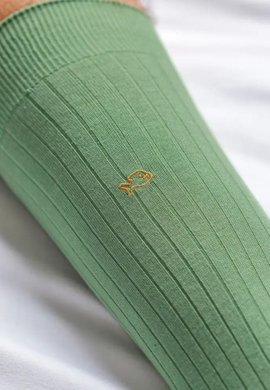 Calcetines para hombre de algodón mercerizado en verde palido