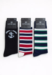 Packs de tres Calcetines de hombre de algodón colores varios