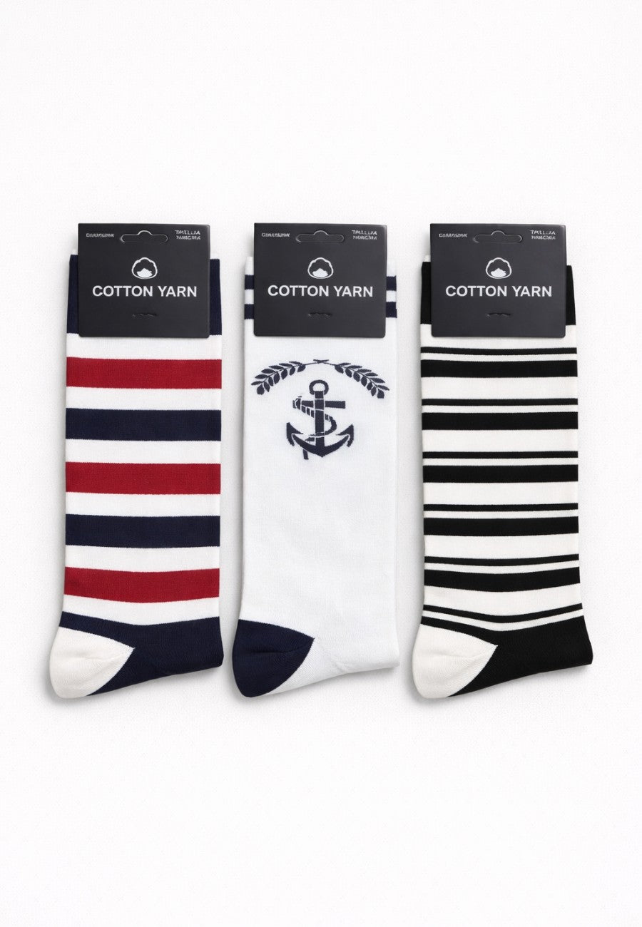 Packs de tres Calcetines de hombre de algodón colores varios