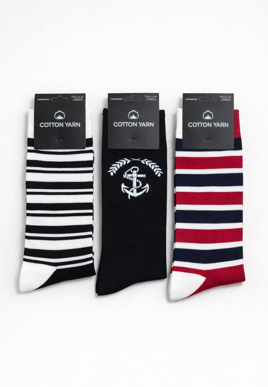 Packs de tres Calcetines de hombre de algodón colores varios