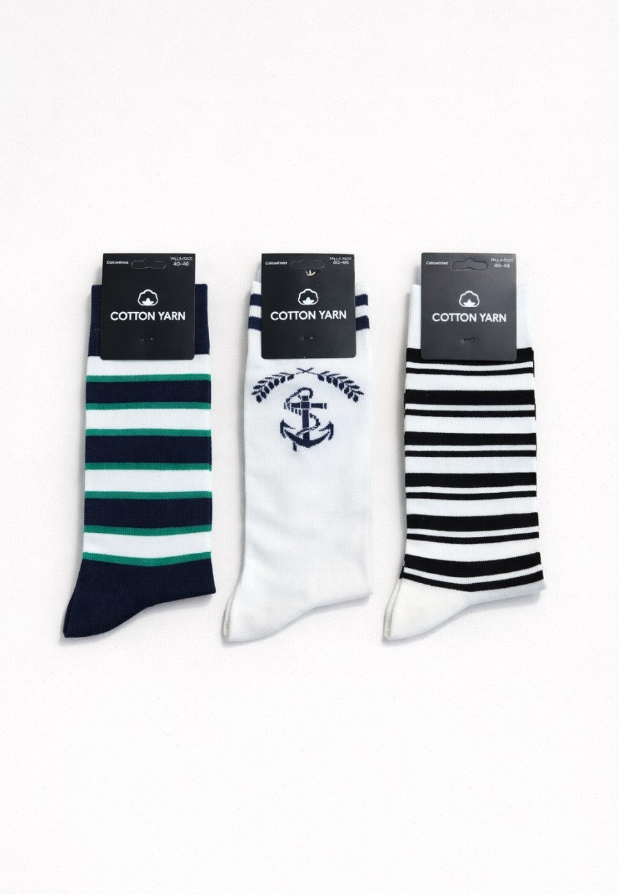 Packs de tres Calcetines de hombre de algodón colores varios