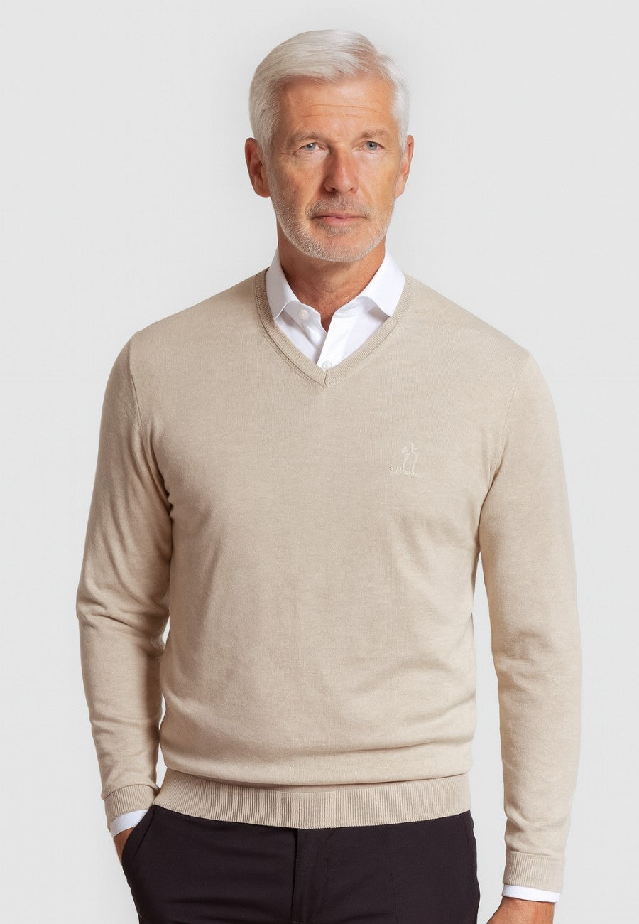 Jersey Básico cuello de pico en color hueso