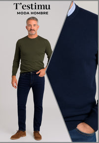 Combo AHORRO -10% Tejanos + Jersey Azul marino - Tallas grandes