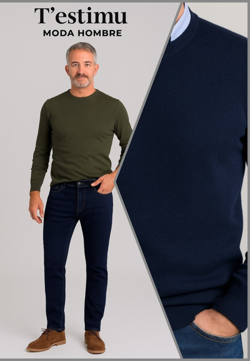 Combo AHORRO -10% Tejanos + Jersey Azul marino - Tallas grandes