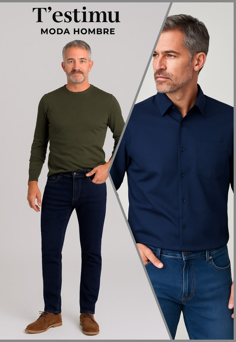 Combo AHORRO -10% Tejanos + Camisa Azul - Tallas grandes