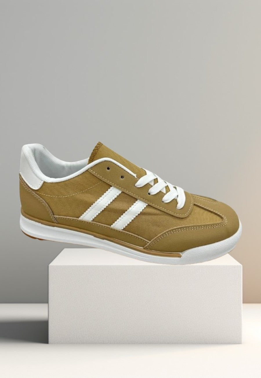 Zapatillas casuales de piel vegana para hombre- VALENCIA 40 Kaki