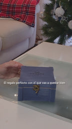 Cinturón de cuero azul oscuro con caja de madera, ideal para regalo