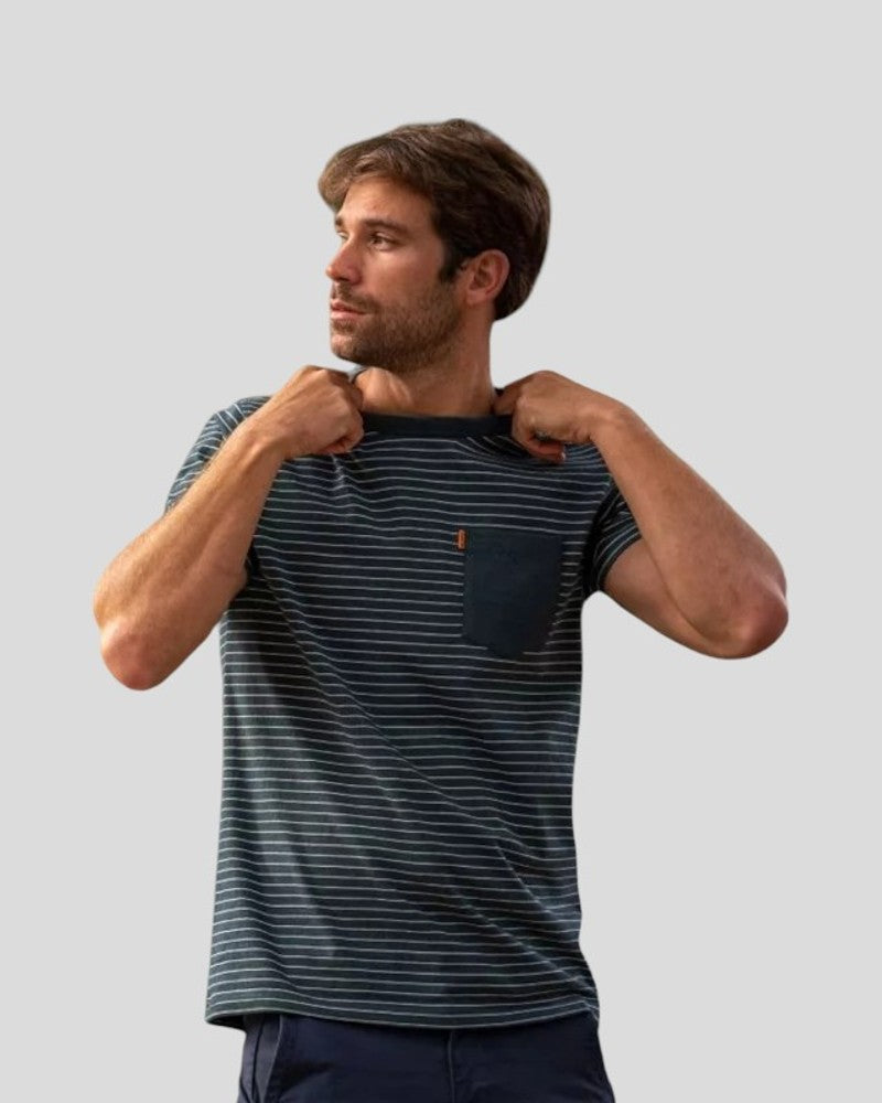Camiseta Rayas verdes de algodón reciclado en testimu.com de T'estimu Moda