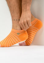 Calcetines tobilleros de algodón peinado- Naanja y rayas rosa