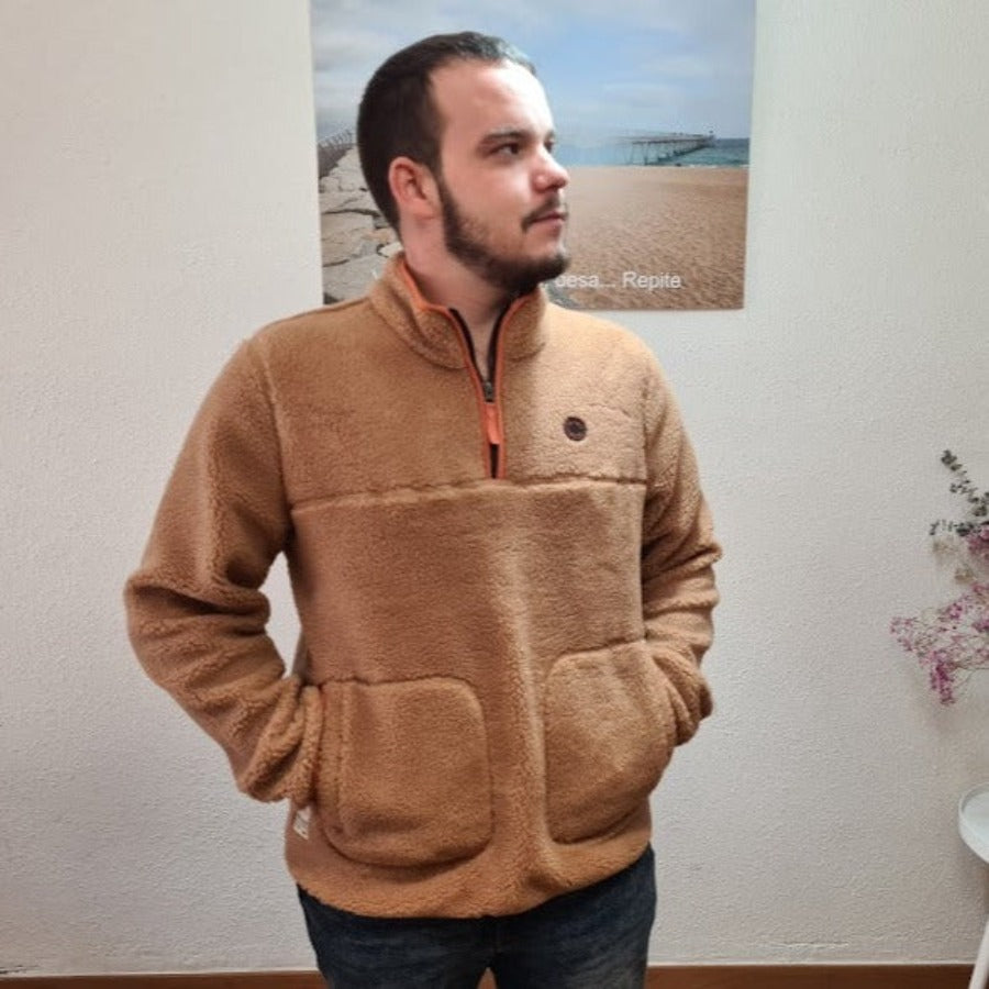 Sudadera Sherpa Forro Polar Camel en testimu.com de T'estimu Moda