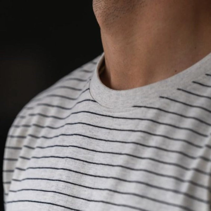 Camiseta de algodón orgánico de Rayas beige y negro