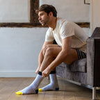 Calcetines de algodón Hecho a mano Para Hombre - Rayas Blanco y Azul