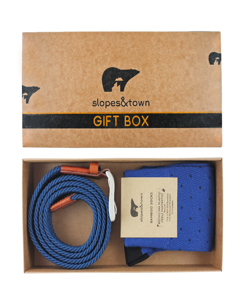 Caja regalo Cinturón Jan y Calcetines Azul
