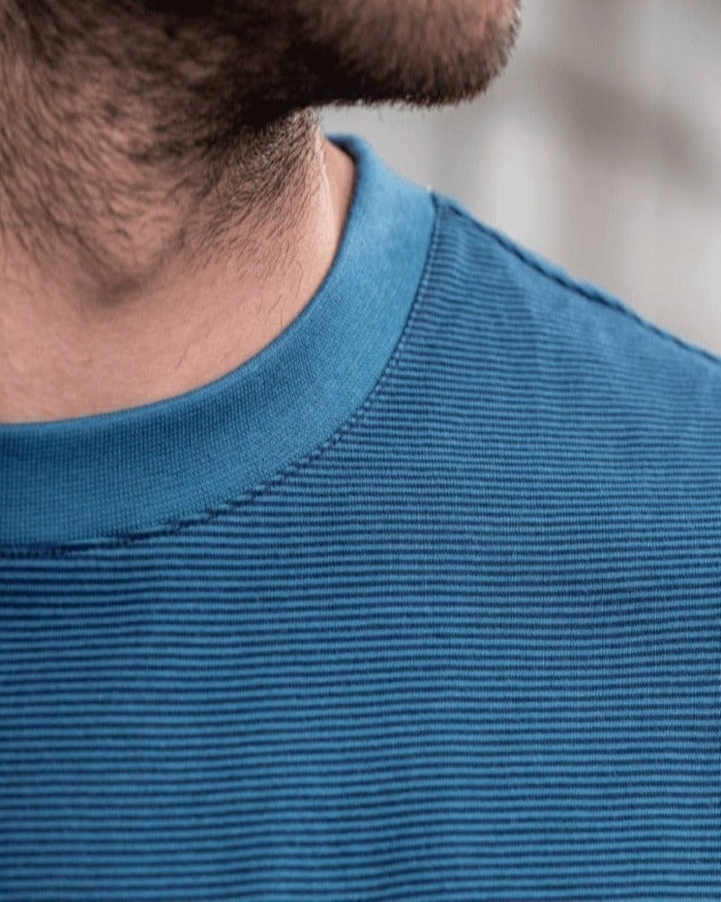 Camiseta a Rayas Azul y Beige en testimu.com de T'estimu Moda