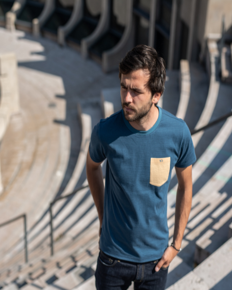 Camiseta a Rayas Azul y Beige en testimu.com de T'estimu Moda