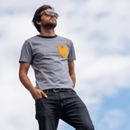 Camiseta a Rayas Azul y Camel en testimu.com de T'estimu Moda