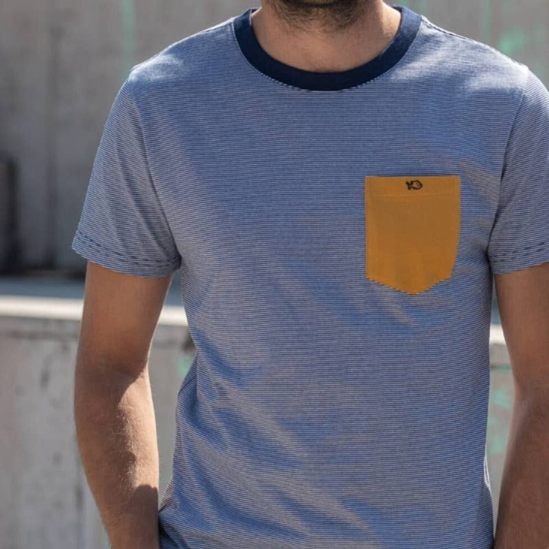 Camiseta a Rayas Azul y Camel en testimu.com de T'estimu Moda