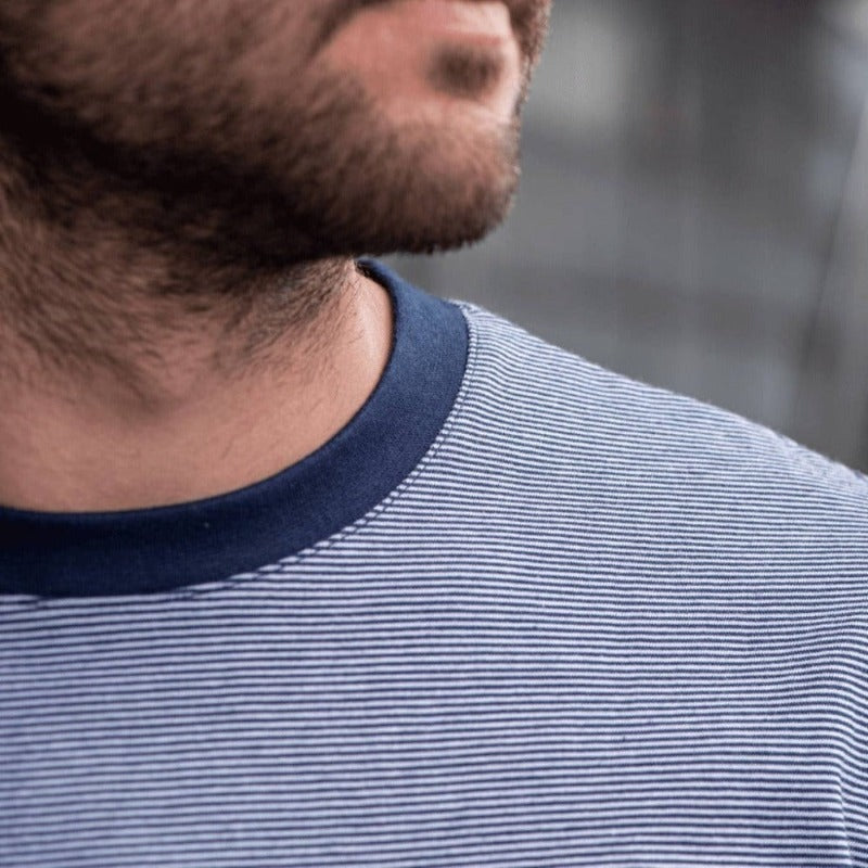 Camiseta a Rayas Azul y Camel en testimu.com de T'estimu Moda