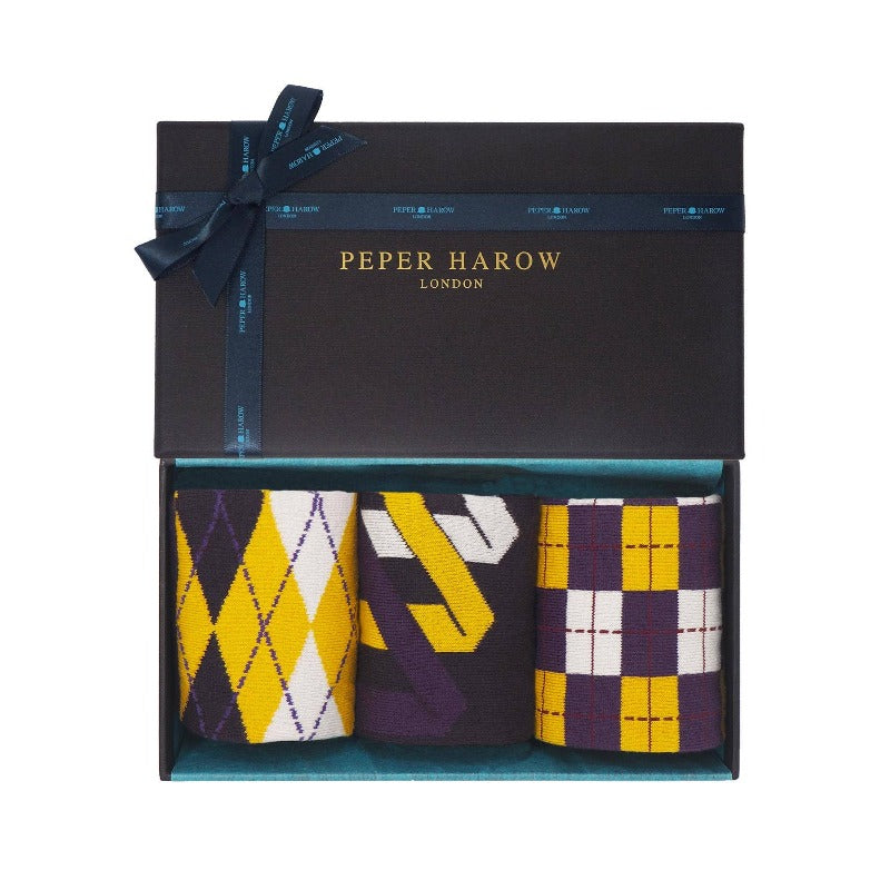 Caja Calcetines de regalo para hombre Amarillo Dorado