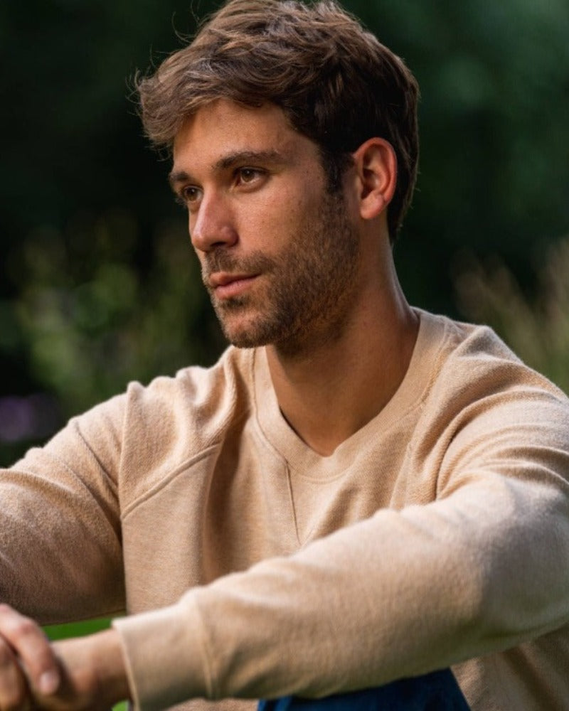 Sudadera beige de algodón orgánico en testimu.com de T'estimu Moda